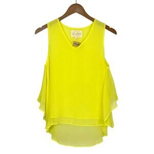 Sweet Wanderer | NWT Bright Yellow Sheer Sleeveless Layered Flowing Blouse
